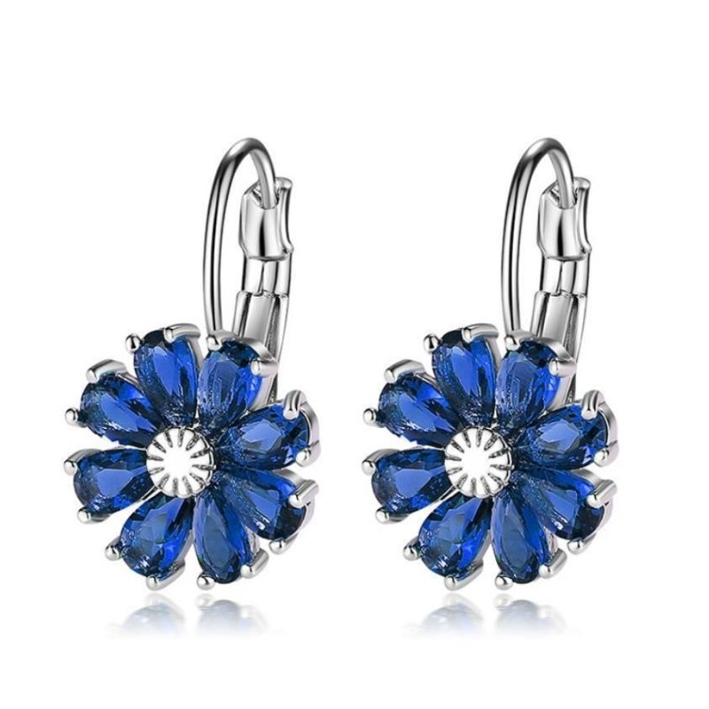 Flower Color Zircon Stud Earrings For Women-Jewearrings