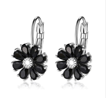 Flower Color Zircon Stud Earrings For Women-Jewearrings