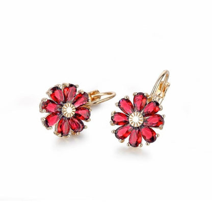 Flower Color Zircon Stud Earrings For Women-Jewearrings