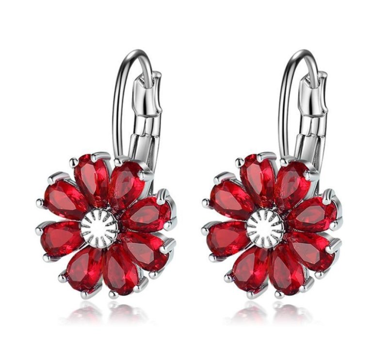 Flower Color Zircon Stud Earrings For Women-Jewearrings