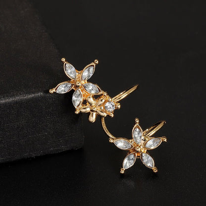 Flower ear clip inlaid zircon stud earrings-Jewearrings