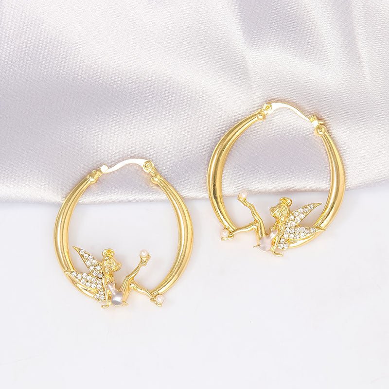 Flower Fairy Gold Diamond Earrings Women's Earrings-Jewearrings