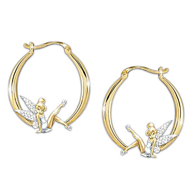 Flower Fairy Gold Diamond Earrings Women's Earrings-Jewearrings