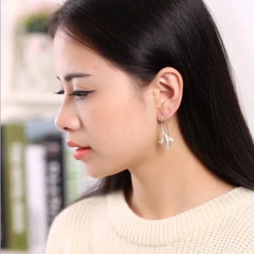 Flower Long Earrings Elegant Lady Anti Allergy Silver 925 Fashion Jewelry-Jewearrings