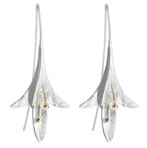 Flower Long Earrings Elegant Lady Anti Allergy Silver 925 Fashion Jewelry-Jewearrings