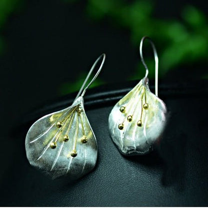 Flower long sterling silver earrings-Jewearrings