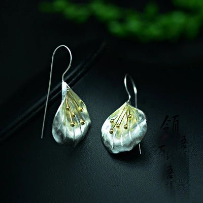 Flower long sterling silver earrings-Jewearrings