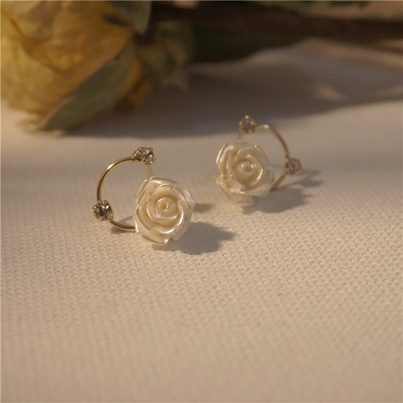 Flower S925 Silver Needle Diamond Stud Earrings-Jewearrings