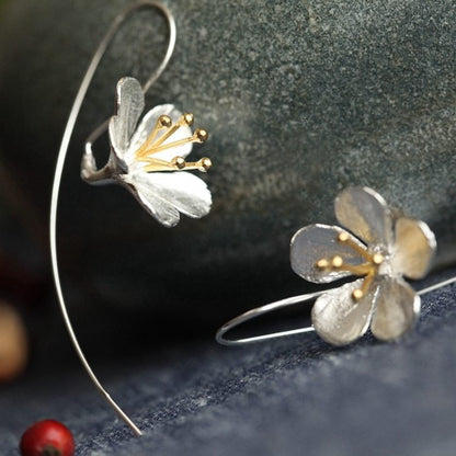 Flower Tassel Long Earrings S925 Sterling Silver Earrings-Jewearrings