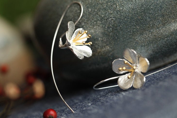 Flower Tassel Long Earrings S925 Sterling Silver Earrings-Jewearrings