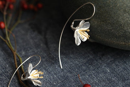 Flower Tassel Long Earrings S925 Sterling Silver Earrings-Jewearrings