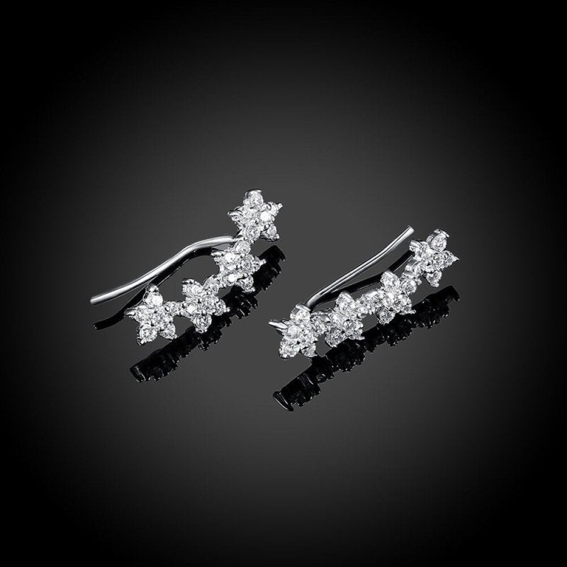 Flower Zircon Stud Earrings-Jewearrings