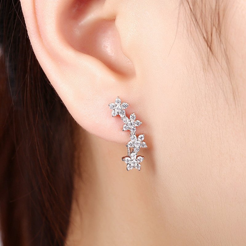 Flower Zircon Stud Earrings-Jewearrings