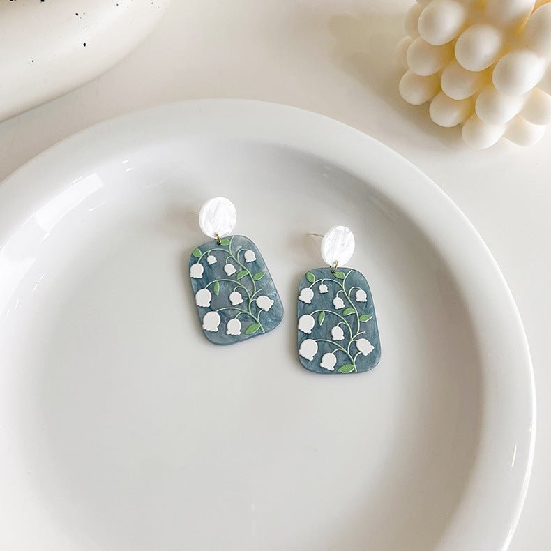 Flowers And Leaves Transparent Acrylic Earrings-Jewearrings