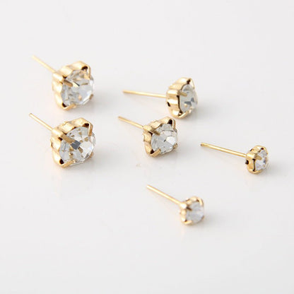 Four-claw Crystal Diamond Gold Fashionable Earrings Small Jewelry-Jewearrings