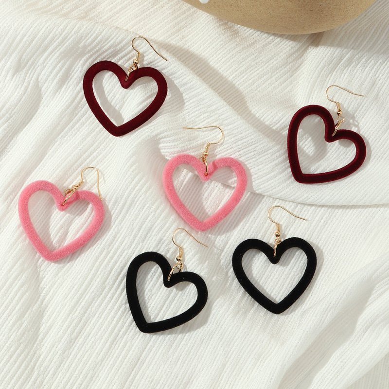 Four-color Lovely Love Girly Acrylic Flocking Earrings-Jewearrings