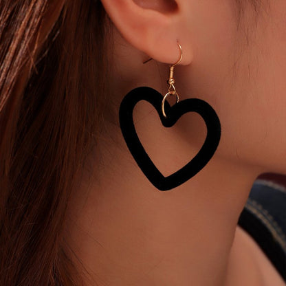 Four-color Lovely Love Girly Acrylic Flocking Earrings-Jewearrings