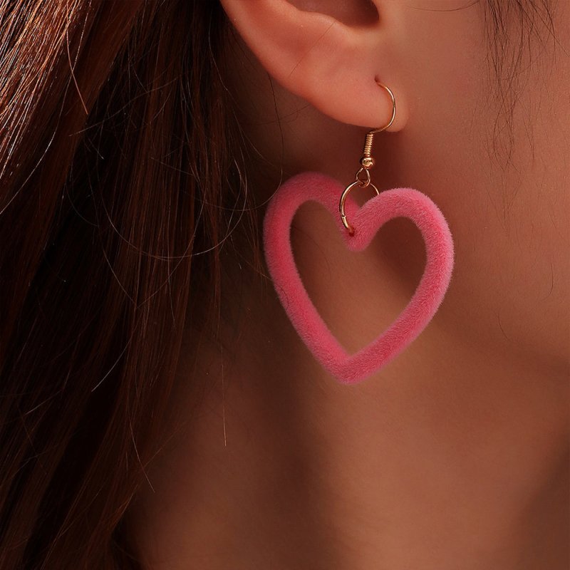 Four-color Lovely Love Girly Acrylic Flocking Earrings-Jewearrings