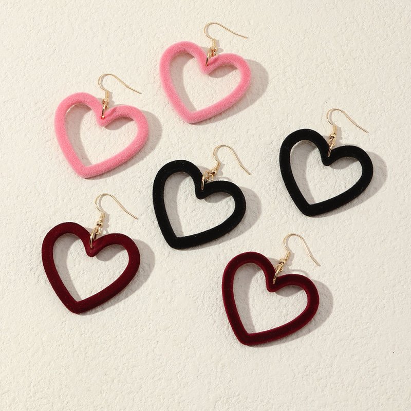 Four-color Lovely Love Girly Acrylic Flocking Earrings-Jewearrings