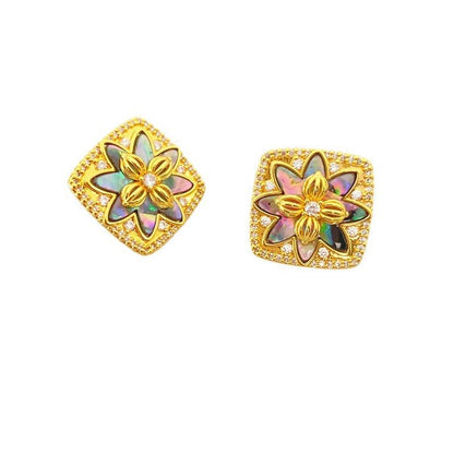 French Fashion Inlaid Color Shell Stud Earrings-Jewearrings