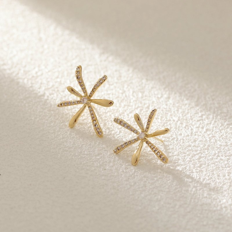 French Luxury Diamond-studded High-end Firework Stud Earrings-Jewearrings