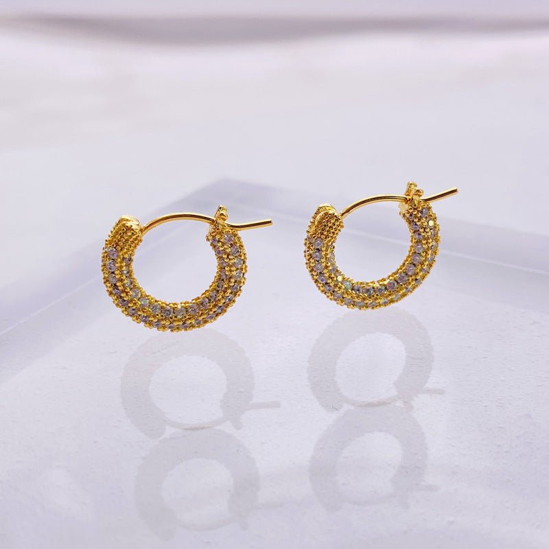 French Micro Set Zircon Hoop Earrings Vintage-Jewearrings