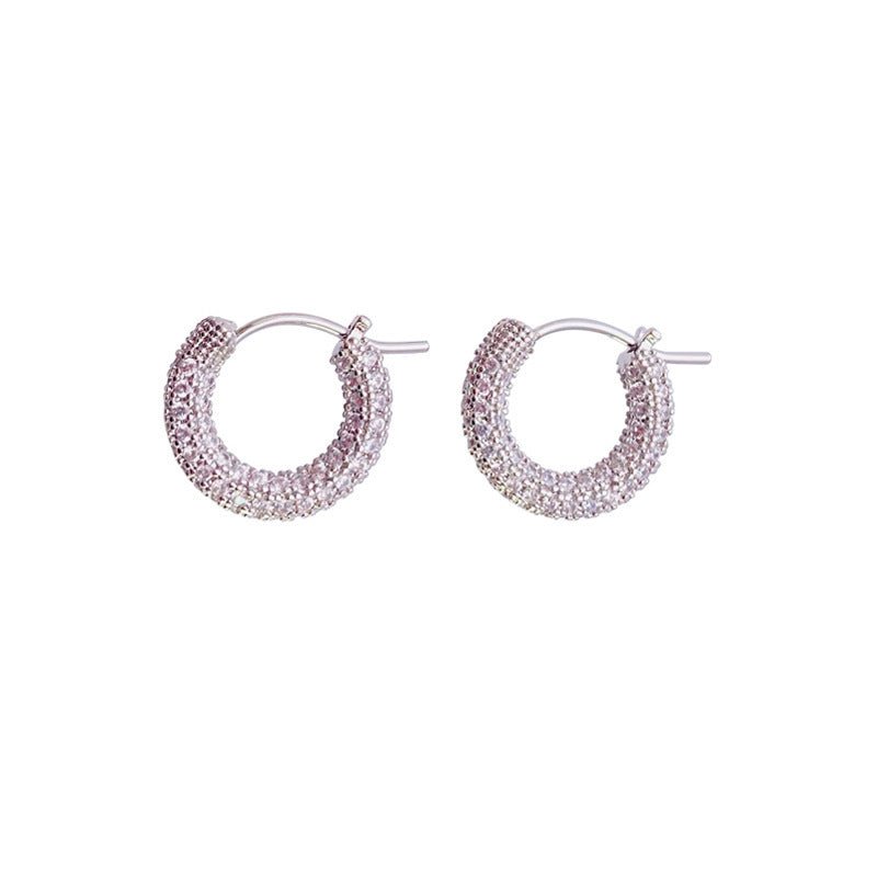 French Micro Set Zircon Hoop Earrings Vintage-Jewearrings