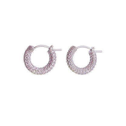 French Micro Set Zircon Hoop Earrings Vintage-Jewearrings