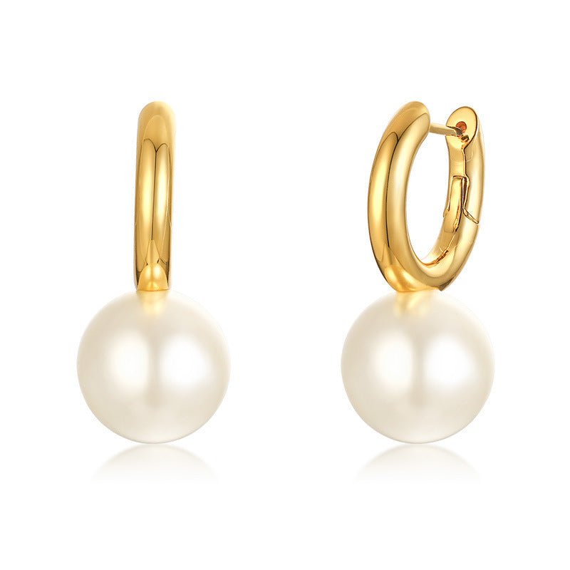 French Pearl Studs Gold-plated Simple Earrings Women-Jewearrings