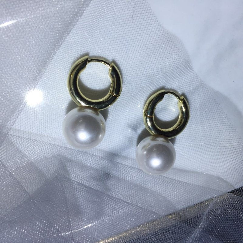 French Pearl Studs Gold-plated Simple Earrings Women-Jewearrings