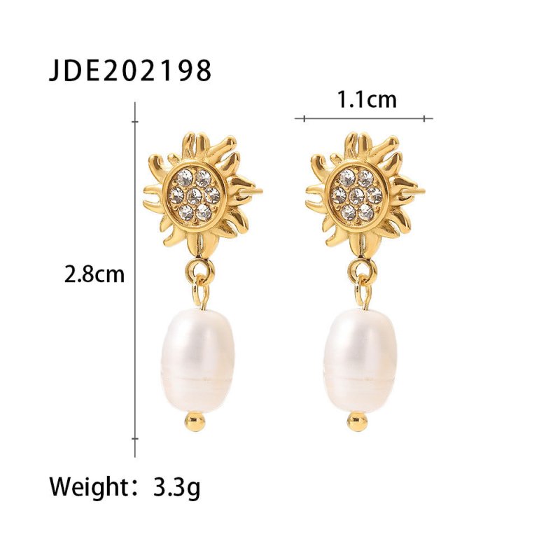 French Retro Fresh Water Pearl Women's Senior Niche 18K Gold Zircon Stud Earrings-Jewearrings