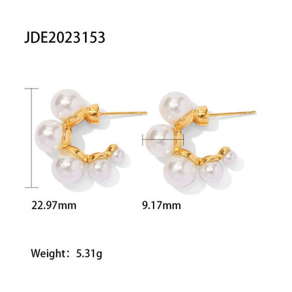 French Retro Fresh Water Pearl Women's Senior Niche 18K Gold Zircon Stud Earrings-Jewearrings