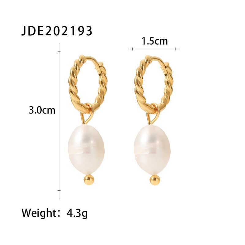 French Retro Fresh Water Pearl Women's Senior Niche 18K Gold Zircon Stud Earrings-Jewearrings