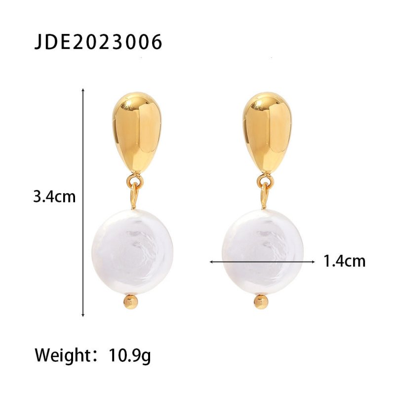 French Retro Fresh Water Pearl Women's Senior Niche 18K Gold Zircon Stud Earrings-Jewearrings