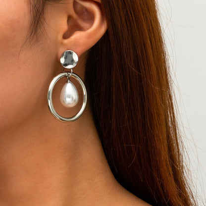 French Retro Water Drop Imitation Pearl Earrings-Jewearrings