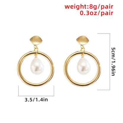 French Retro Water Drop Imitation Pearl Earrings-Jewearrings