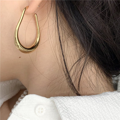 French Style High-grade Oval Gold-plated Earrings For Women-Jewearrings