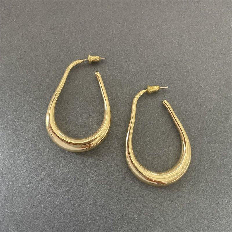 French Style High-grade Oval Gold-plated Earrings For Women-Jewearrings