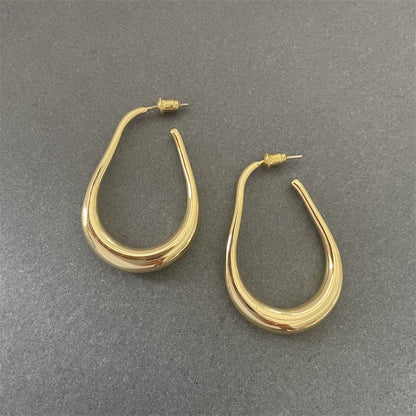 French Style High-grade Oval Gold-plated Earrings For Women-Jewearrings