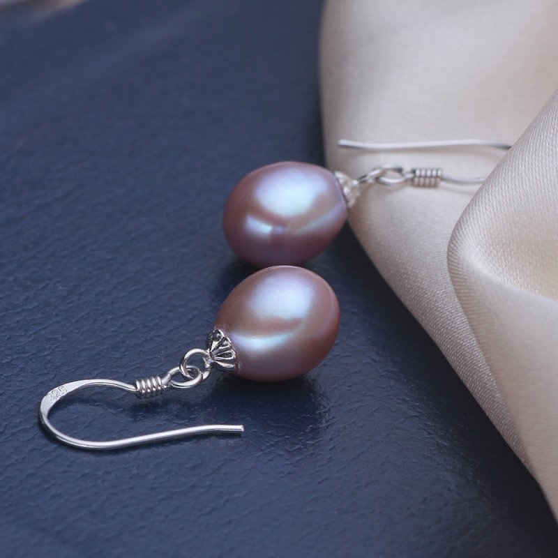 Freshwater Pearl Drop-shaped Earrings Wth White Fungus Hook-Jewearrings