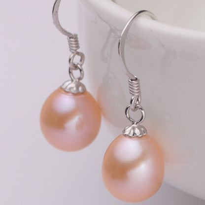 Freshwater Pearl Drop-shaped Earrings Wth White Fungus Hook-Jewearrings