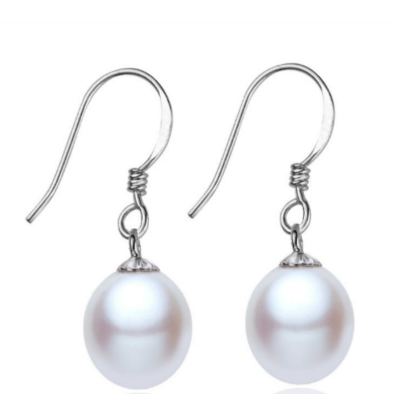 Freshwater Pearl Drop-shaped Earrings Wth White Fungus Hook-Jewearrings