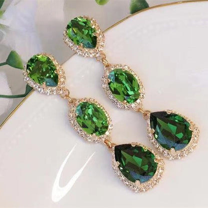 Fringed Golden Emerald And White Diamond Earrings-Jewearrings