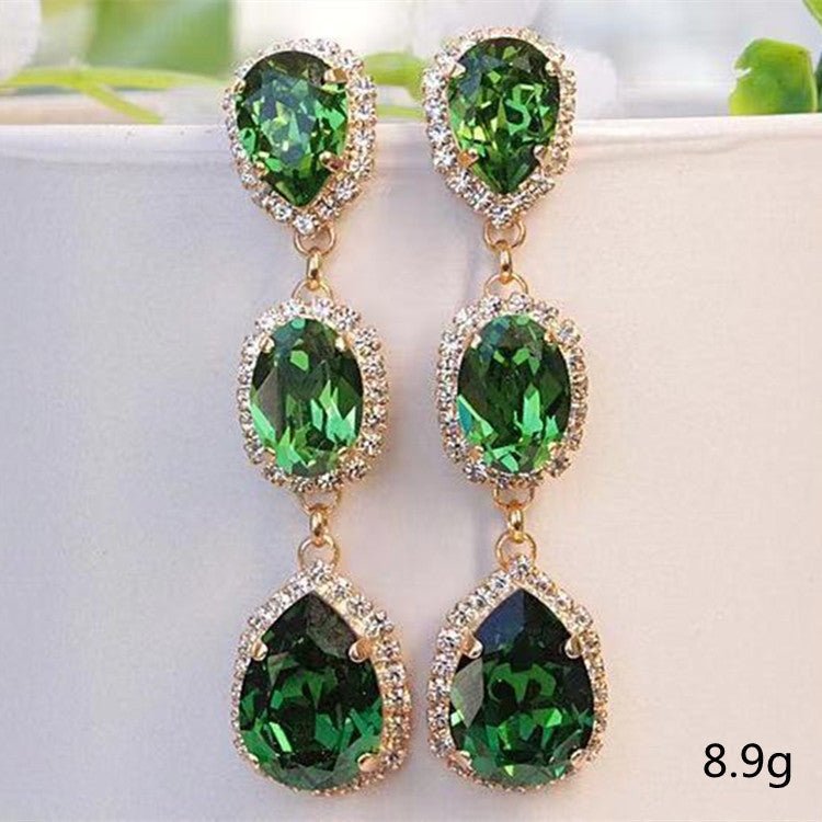 Fringed Golden Emerald And White Diamond Earrings-Jewearrings