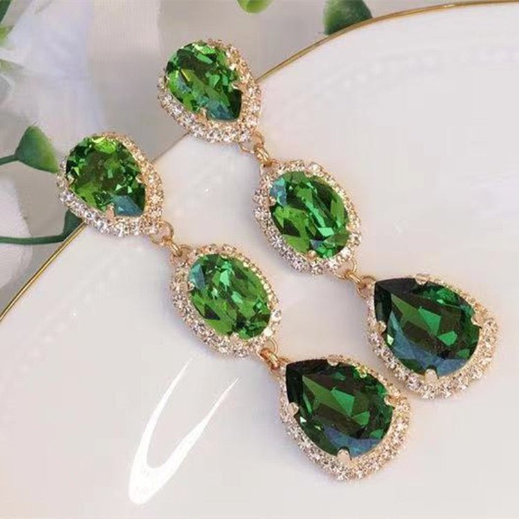 Fringed Golden Emerald And White Diamond Earrings-Jewearrings