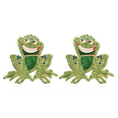 Frog Earrings Colorful Crystal Earrings-Jewearrings