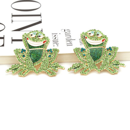 Frog Earrings Colorful Crystal Earrings-Jewearrings