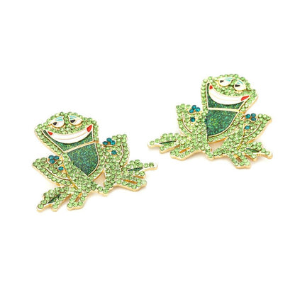 Frog Earrings Colorful Crystal Earrings-Jewearrings