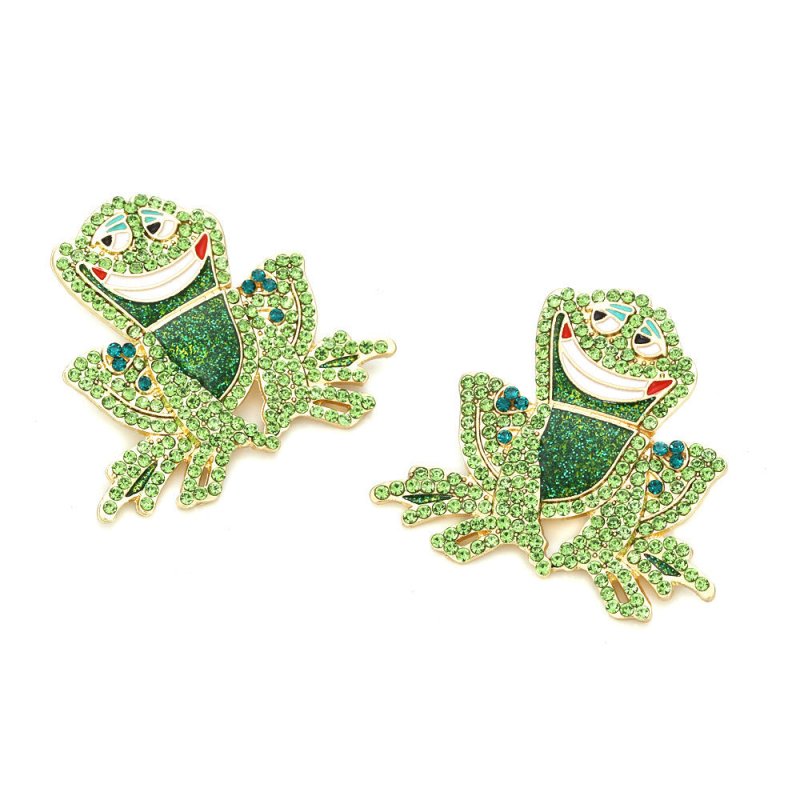 Frog Earrings Colorful Crystal Earrings-Jewearrings