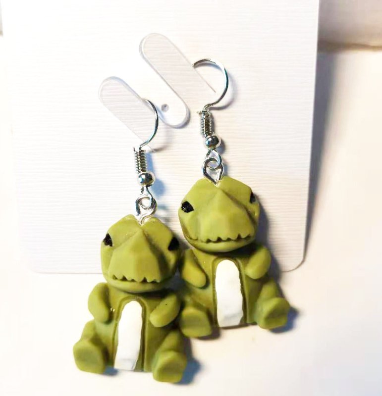 Frog Earrings Green Pendant Earrings-Jewearrings